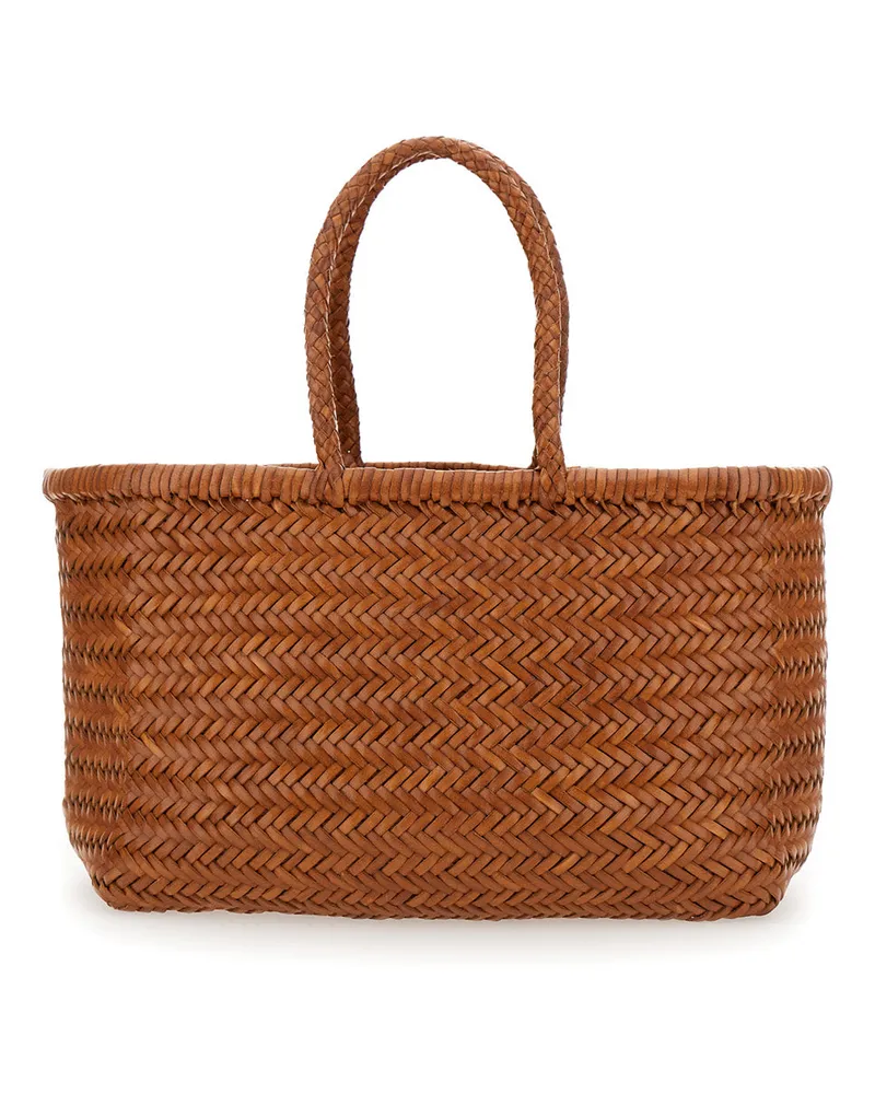 Dragon Diffusion Women's Tote Bag Bamboo Triple Jump Brown Leather Brown
