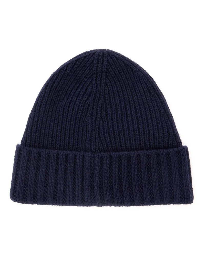 Stone Island Boys' Blue Beanie With Logo Patch Virgin Wool Hat Blue