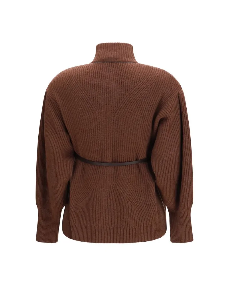 Brunello Cucinelli Women Brown Wool Oves Aries Cardigan Clothing Brown