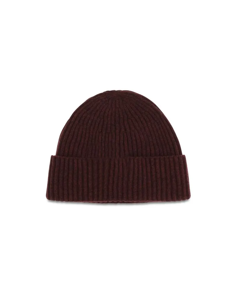 Brunello Cucinelli BRM2293900C9763BB Cashmere Ribbed Beanie — Bordeaux Bordeaux