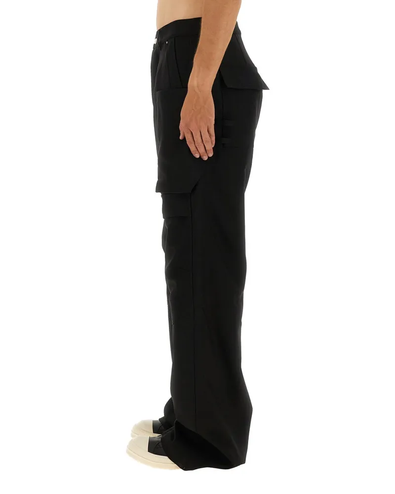 Rick Owens New Wool Cargo Pants — Black Black