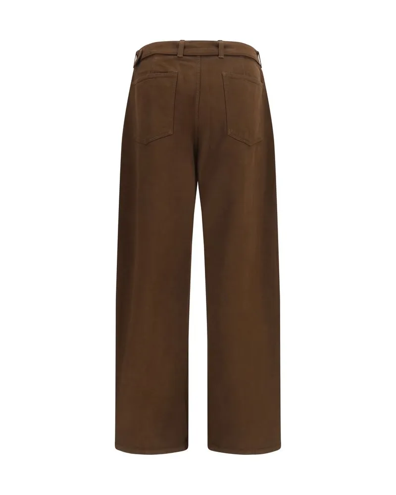 Christophe Lemaire Men's Brown Cotton Casual Pants Brown