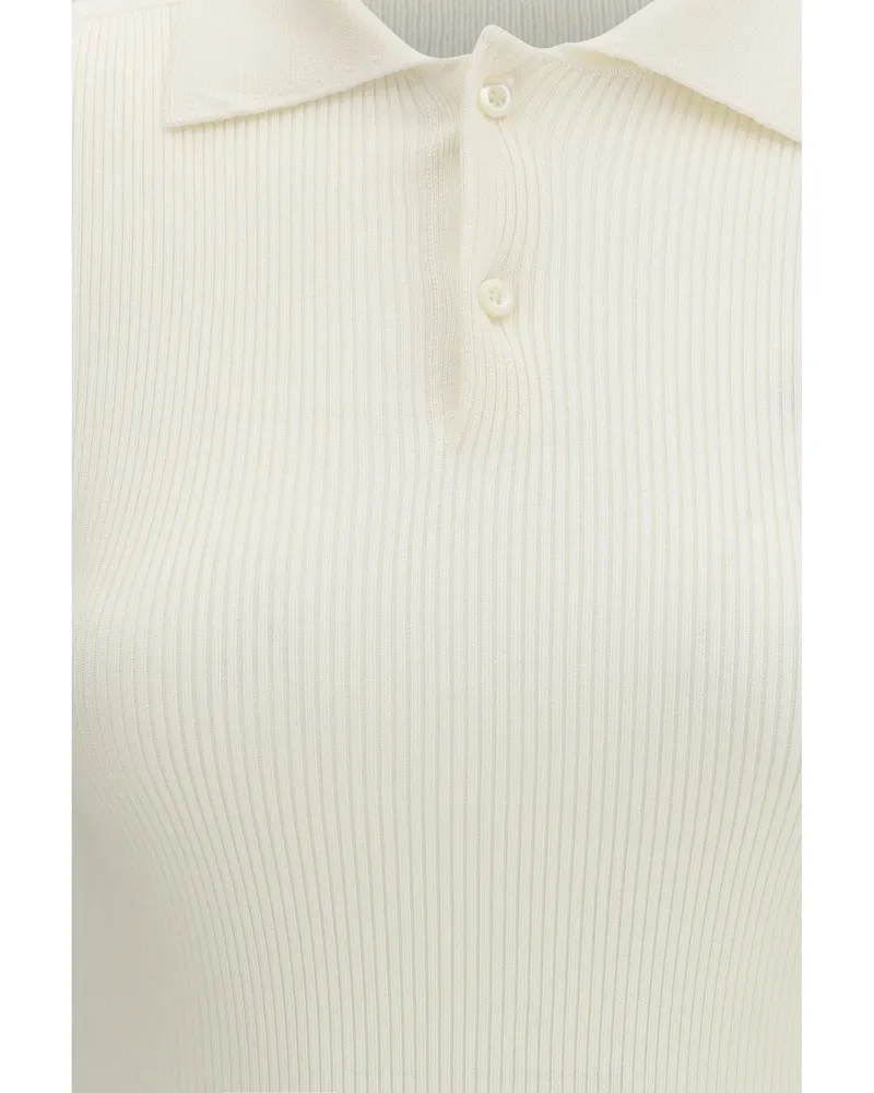Rier Women Polo Top Silk White Knit Tops White