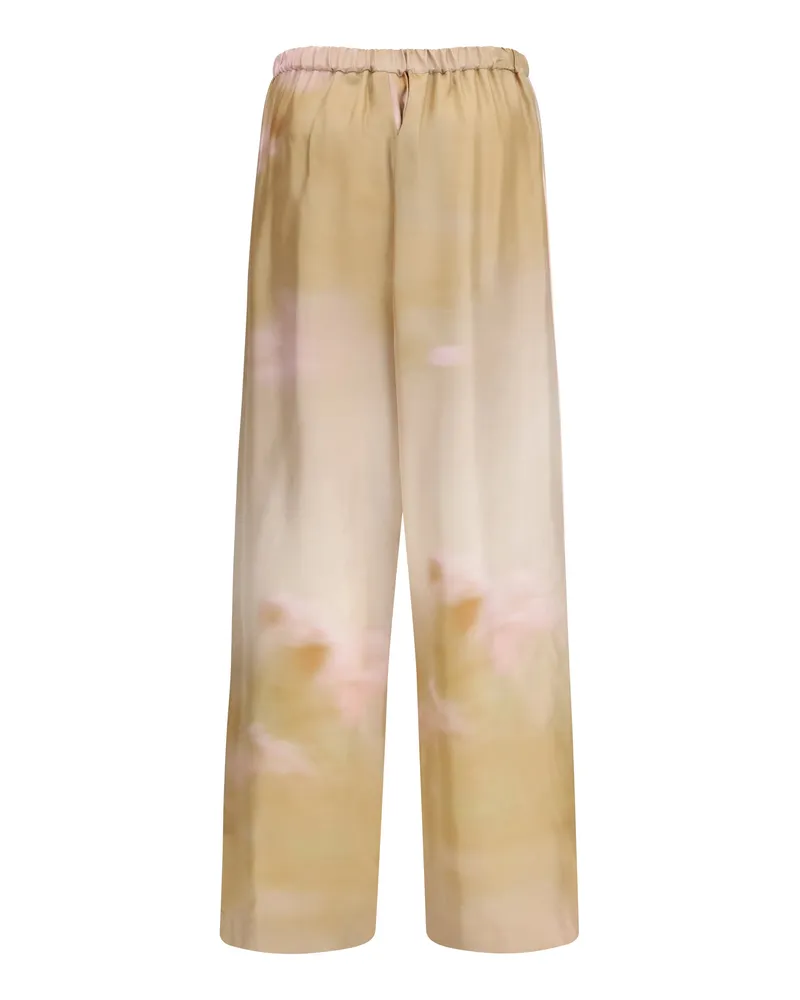 Fabiana Filippi Women's Printed Silk Twill Pants Memento-Rosae Memento/rosae Trousers Beige