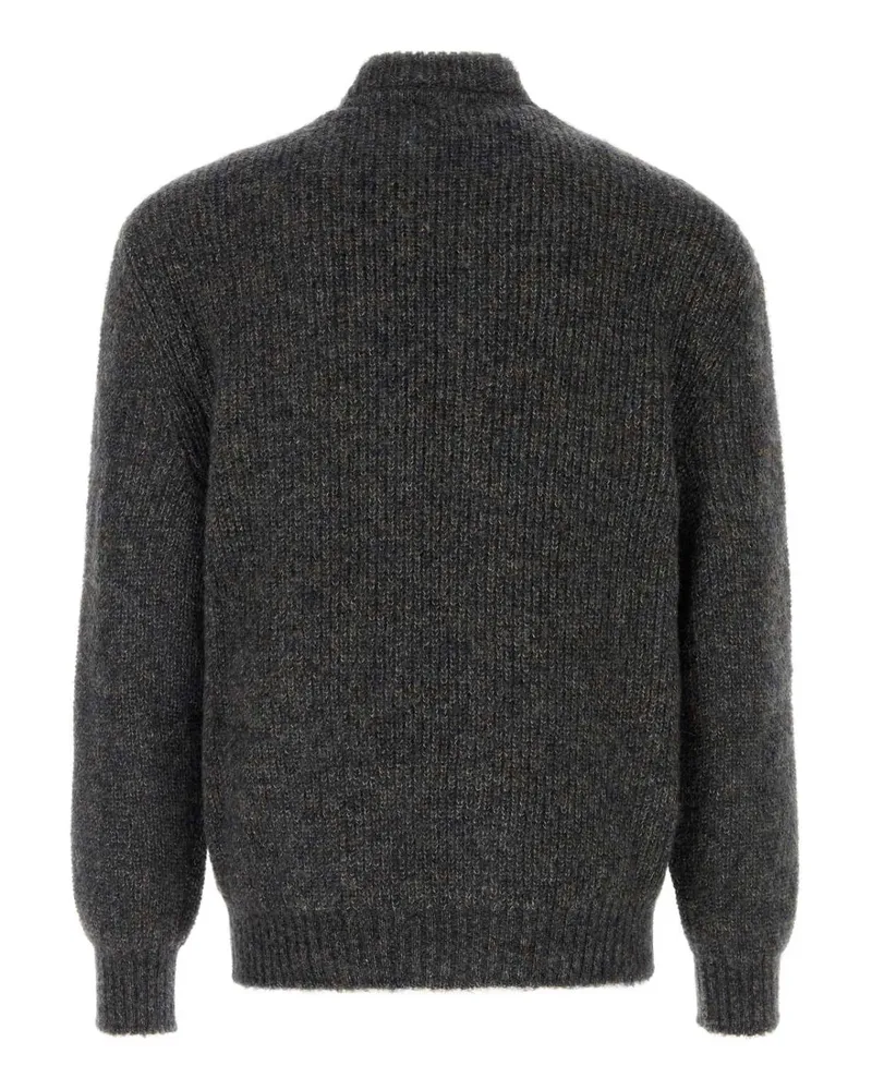Giorgio Armani Men's Multicolor Mohair Blend Cardigan Fant.blu-Rope Exterior: Nylon Wool Maglie Fant.blu/rope Sweater Gray
