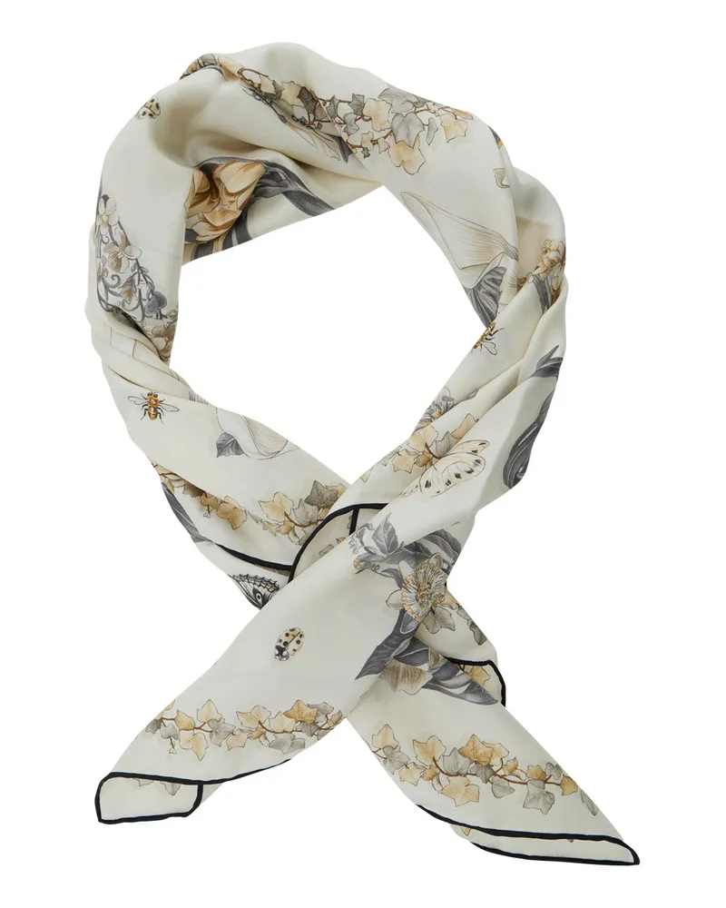 Ferragamo Women's Silk Scarf Beige Floral Print Scarfs Beige