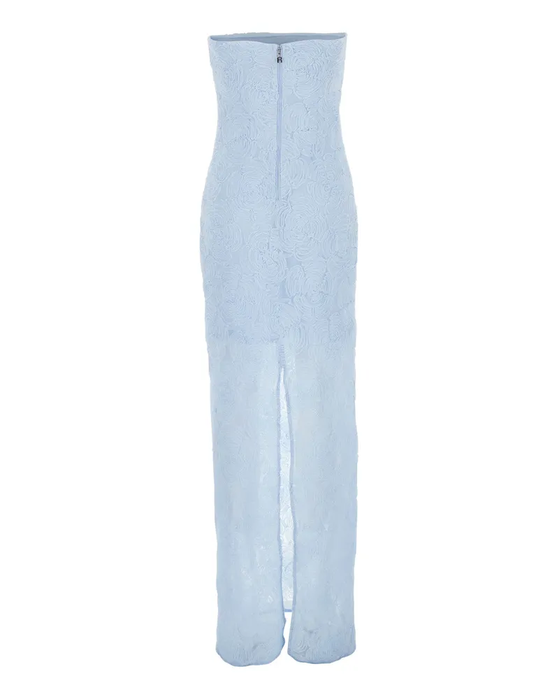 ROTATE Birger Christensen Women's Long Dress Light Blue Polyester Blue
