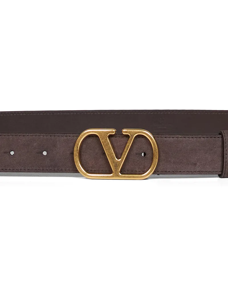 Valentino Garavani VLogo Signature Suede Belt — Brown Brown