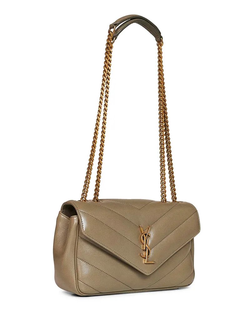 Saint Laurent Women's Shoulder Bag Loulou Small Dark Moss Green Lambskin Green