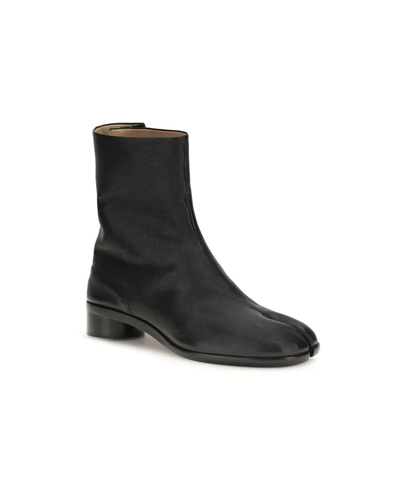 Maison Margiela Men's Black Calf Leather Bos Taurus Ankle Boots Black