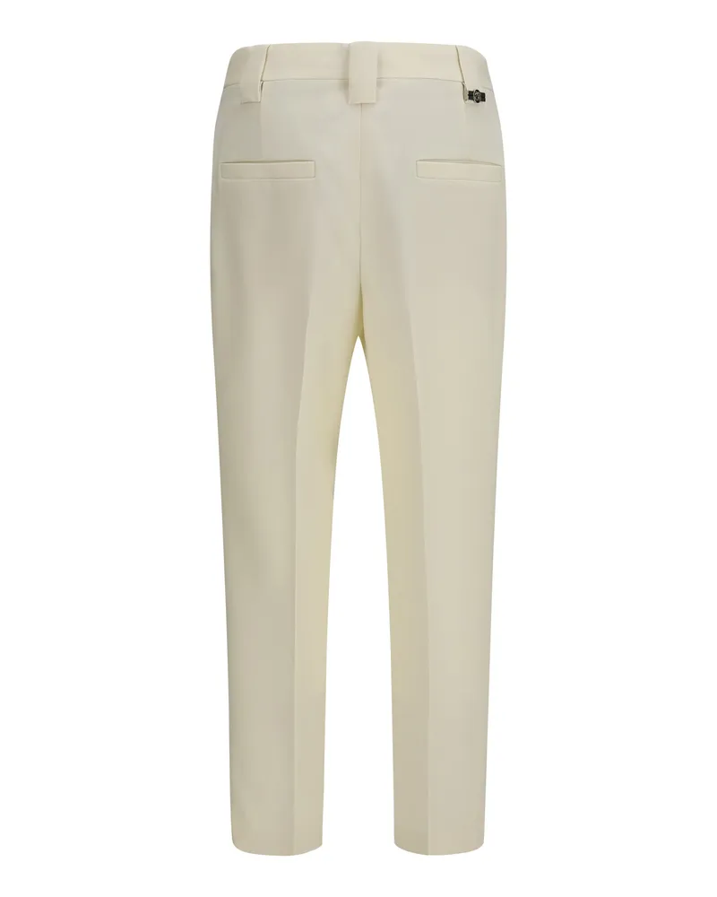 Versace Stretch Wool with Satin Side Bands Trousers — White White