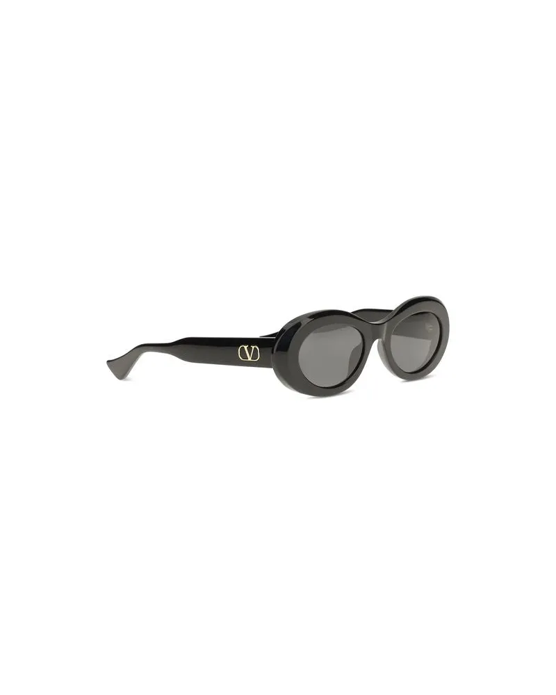 Valentino Garavani VAVG0057S001BB Oval Acetate Sunglasses — Black Black