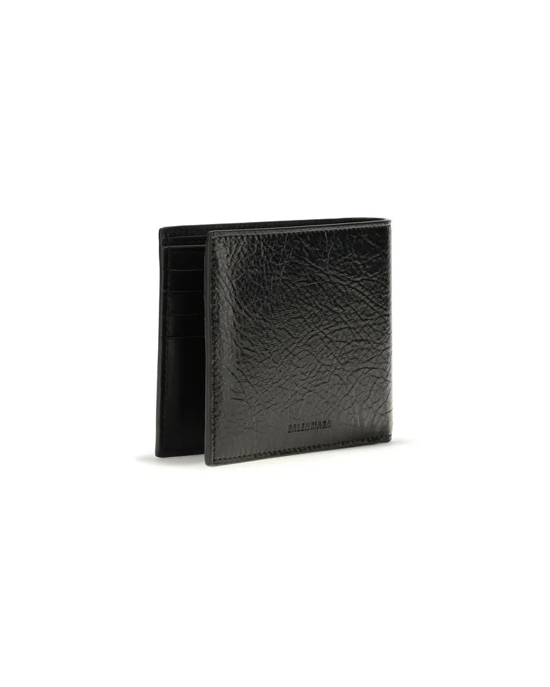 Balenciaga Men's Black Lamb Ovis Aries Wallet Black