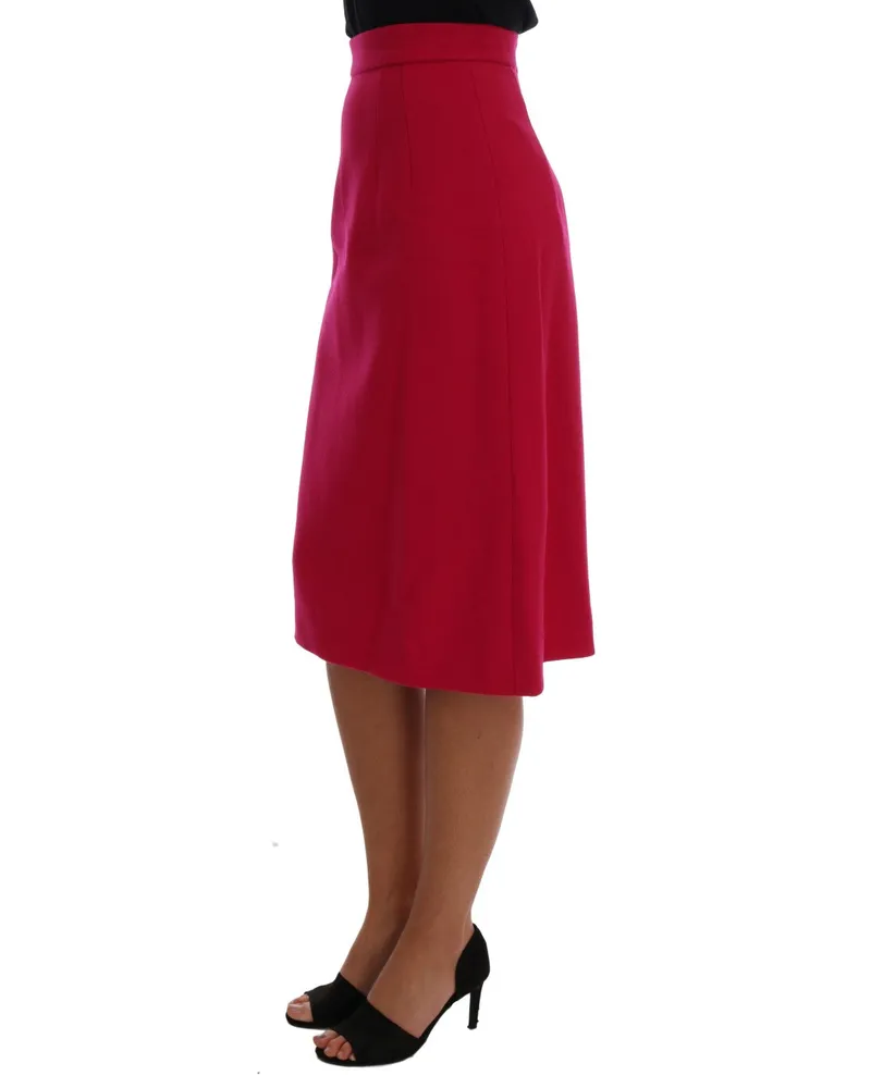 Dolce & Gabbana Women's Pink Wool Knee Long A-Line Skirt Pink