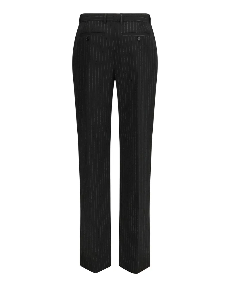 Alexander McQueen Women's Pinstriped Tailored Pants Black-Gold Wool Ovis Aries Black/gold Trousers Black