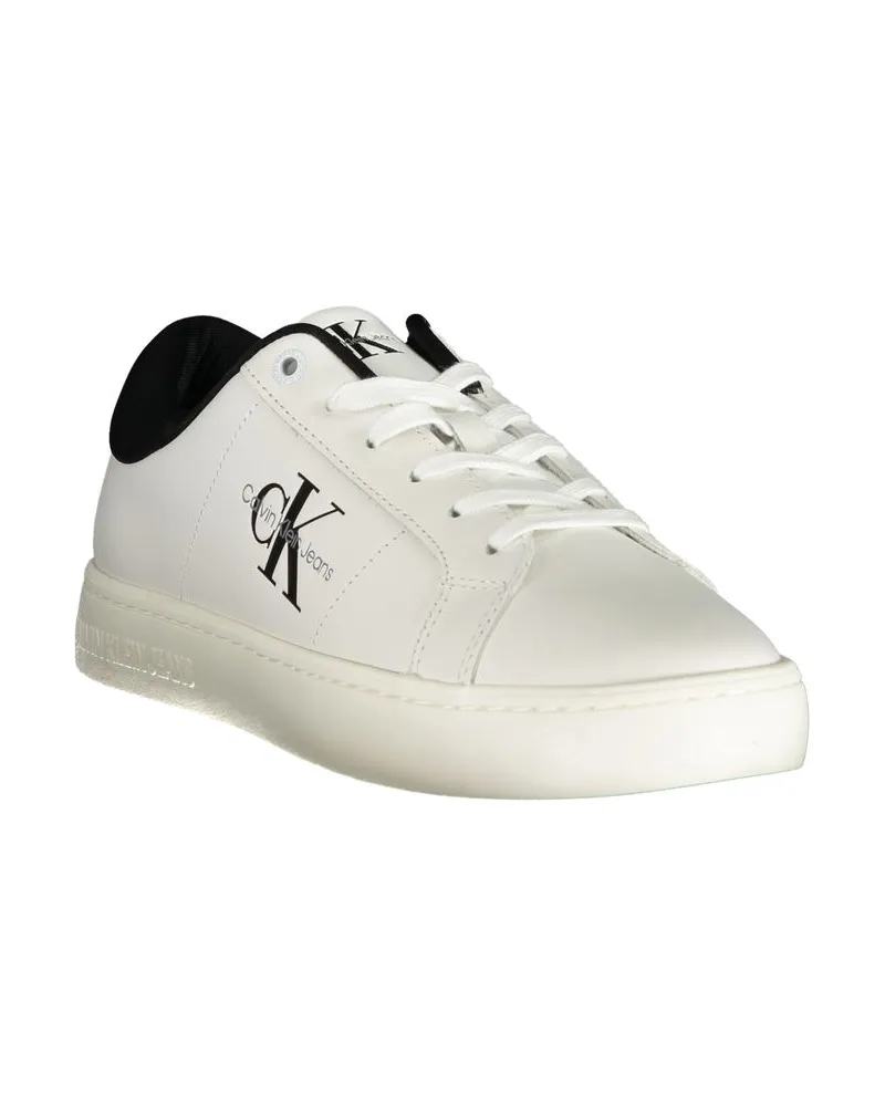 Calvin Klein Logo-Embroidered Canvas Sneaker — White White