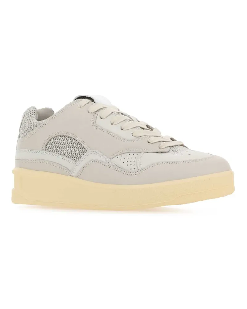Jil Sander Women's Grey Canvas And Rubber Basket Sneakers 055 Beige