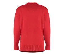 Virgin Wool Round-Neck Sweater — Red