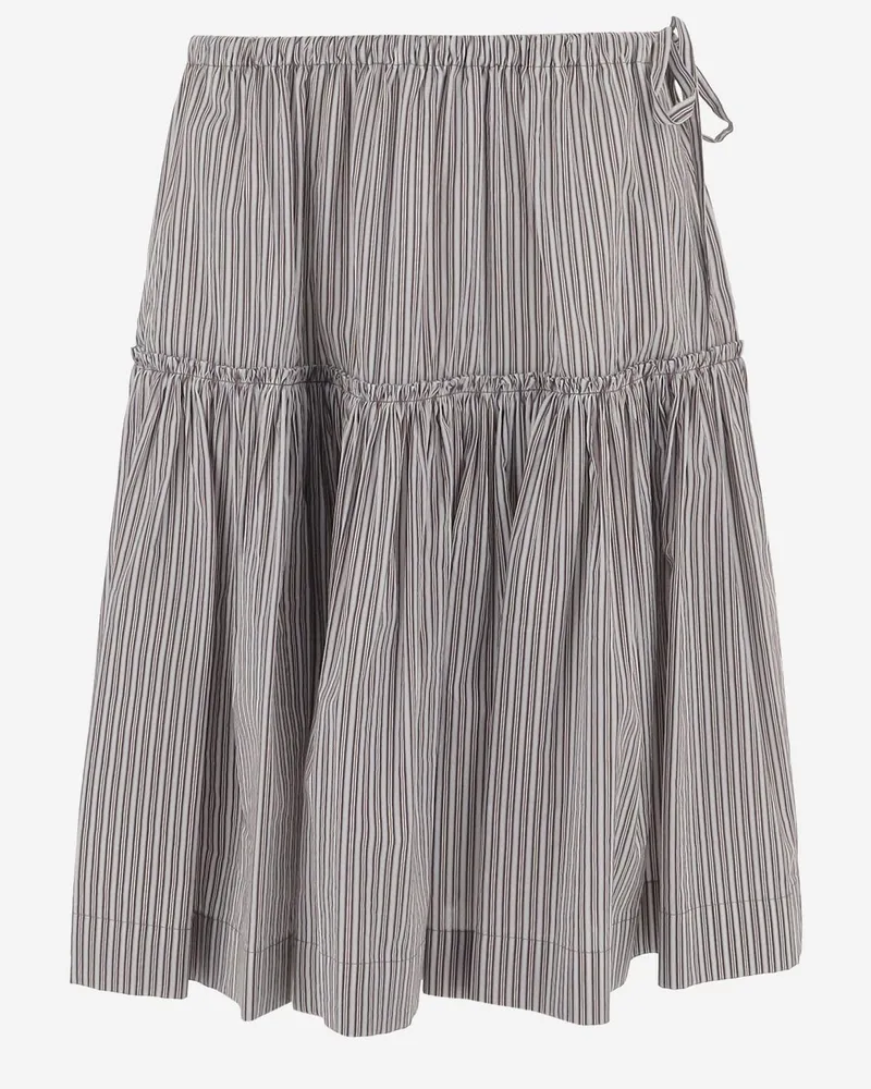 Dries van Noten Women's Skirt, Striped Cotton And Silk Multicolour Gray