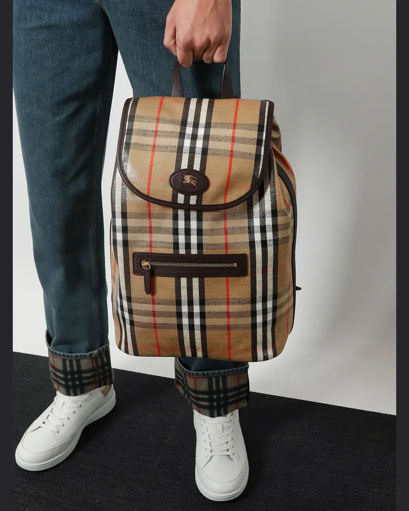 Burberry Men's Backpack Highlands Coated Canvas Beige Backpacks Beige