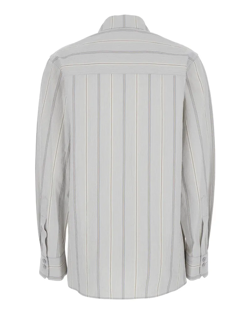 LOW CLASSIC Women's Shirt Light Blue Cotton With Striped Motif Blouses Blue