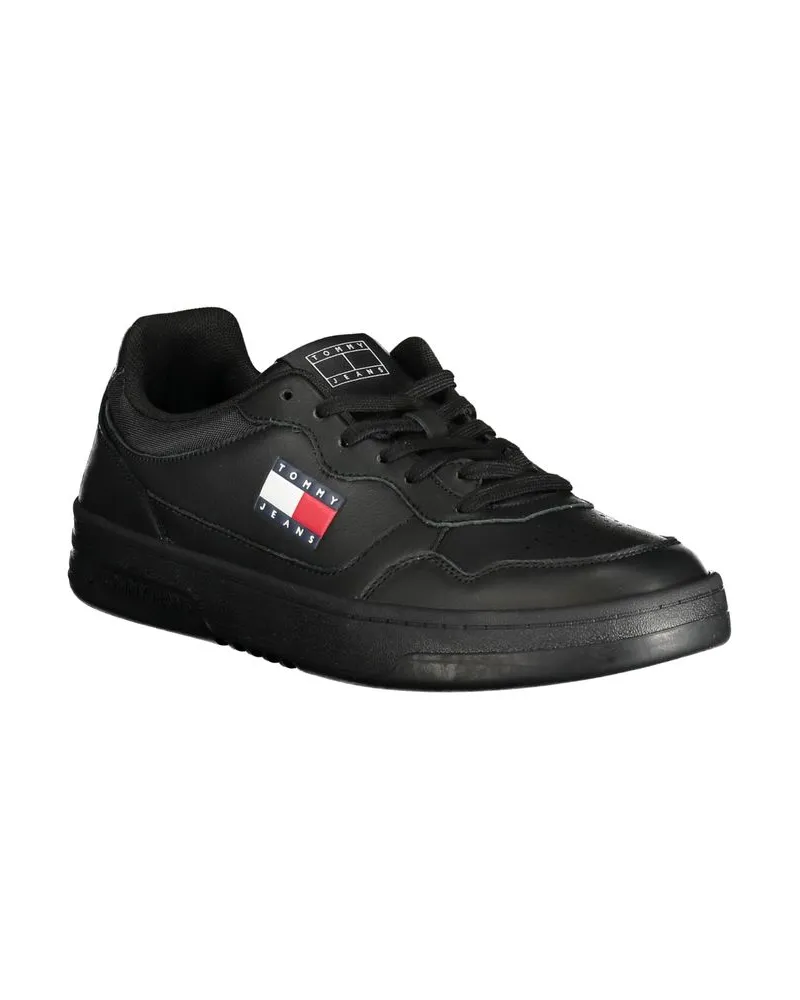 Tommy Hilfiger Leather-Blend Low-Top Sneaker — Black Black