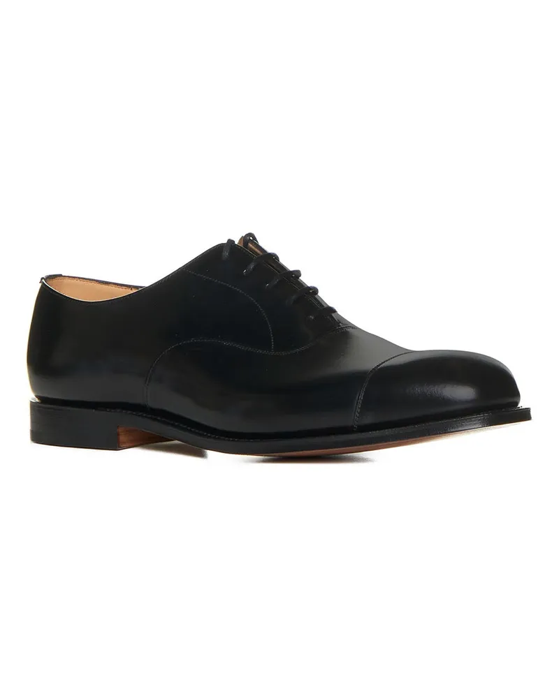 Church's Men's Oxford Shoes Consul Black Leather Calfskin Lace-Up Flat Black