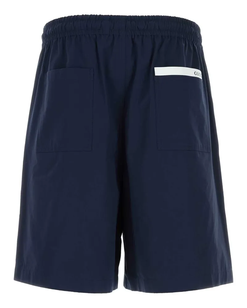 Gucci Men's Navy Blue Poplin Bermuda Shorts Exterior: Cotton Navy