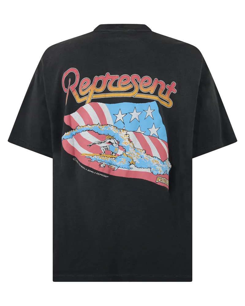 REPRESENT Logo-Embroidered Cotton T-Shirt — Black Black