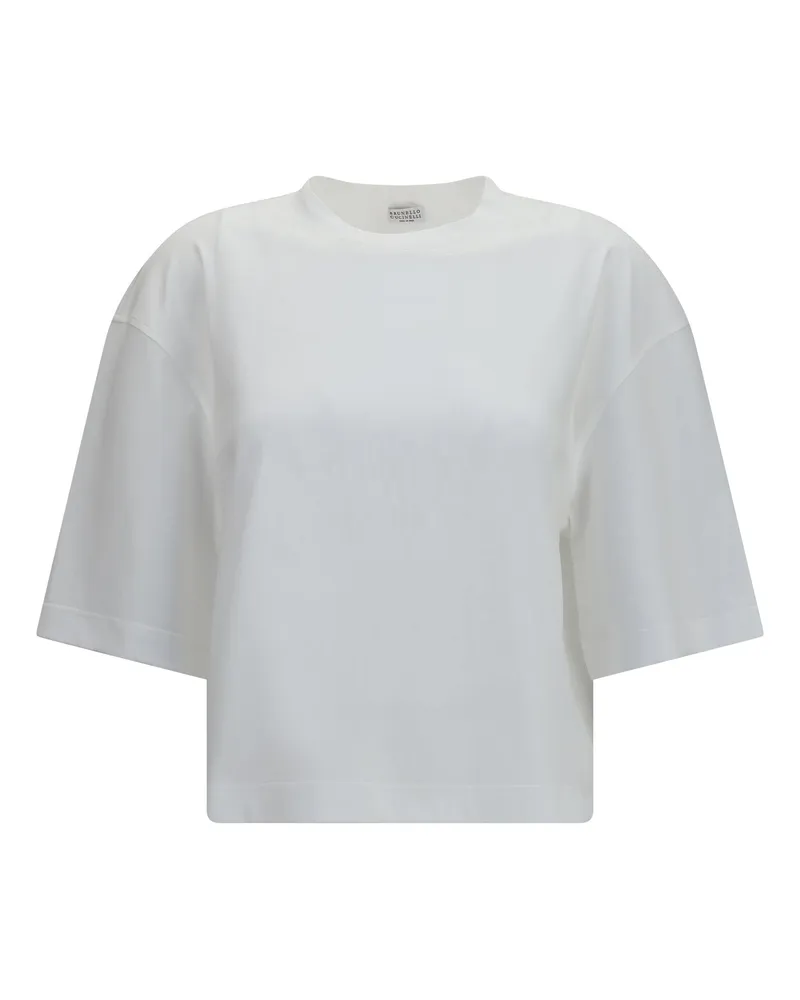 Brunello Cucinelli Women's Oversized Short-Sleeve T-Shirt White Cotton T-Shirts & Jerseys White