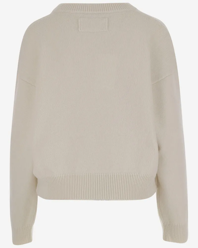 ARMARIUM Women's Cashmere Sweater With V-Neck White White