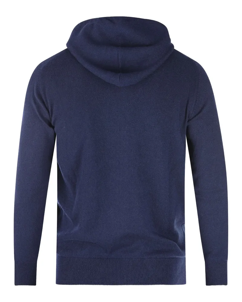 Eleventy Men's Hooded Cashmere Zip Sweater Blue-Sand Sweatshirts Blue/sand Navy