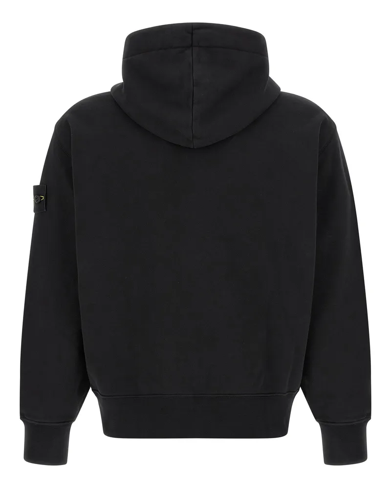 Stone Island Organic Cotton, Oversized Fit Hoodie — Black Black