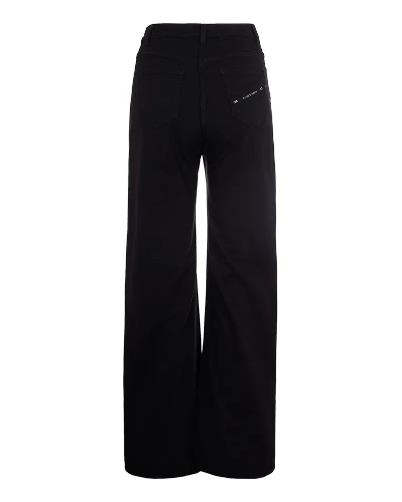 Elisabetta Franchi Women's Jeans With Logo Detail Black Cotton Elastane Trousers Black