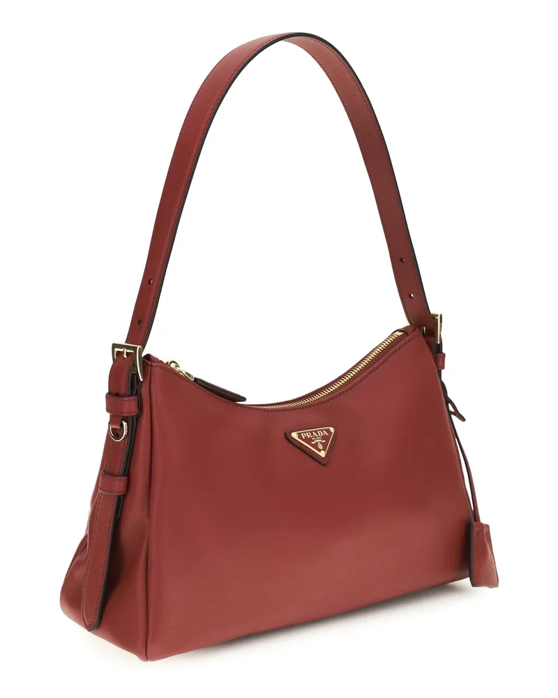 Prada Women's Aimée Medium Shoulder Bag Porpora N Calf Leather Bos Taurus Red