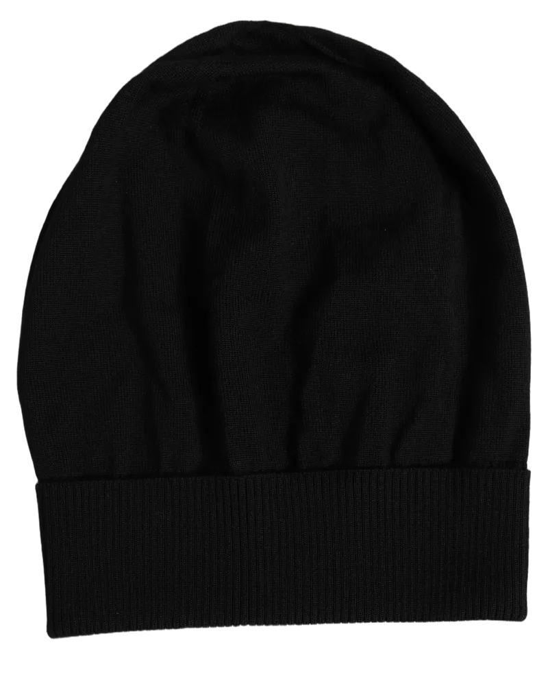 Dolce & Gabbana Men Black Wool Knitted Winter Beanie Capello One Hat Virgin Black