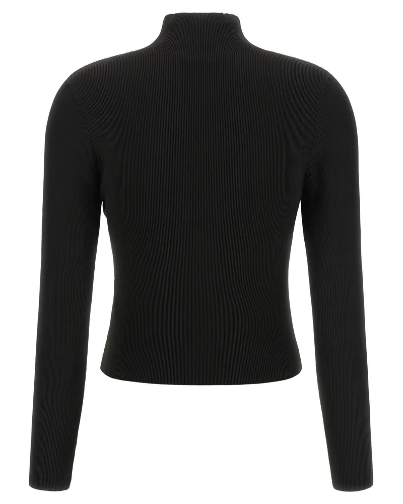 Alexander Wang Logo-Embroidered Ribbed Knit Sweater — Black Black