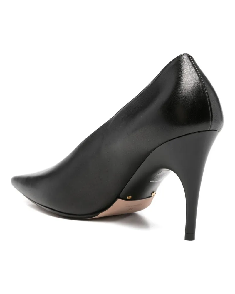 Balenciaga Pointed-Toe Leather Pump — Black Black