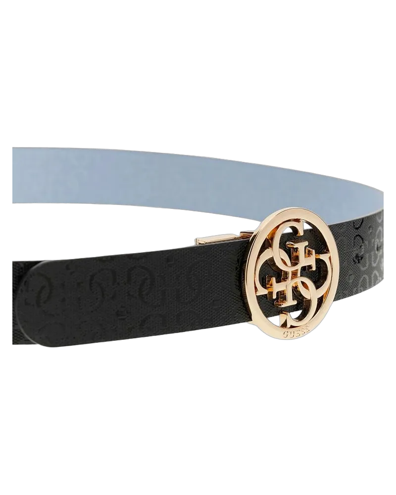 Guess Women's Belt Black-Light Blue Polyester Accessories Black