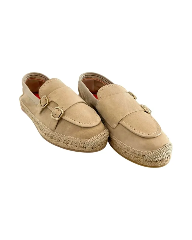 Santoni Beige Leather Women Sandal Beige
