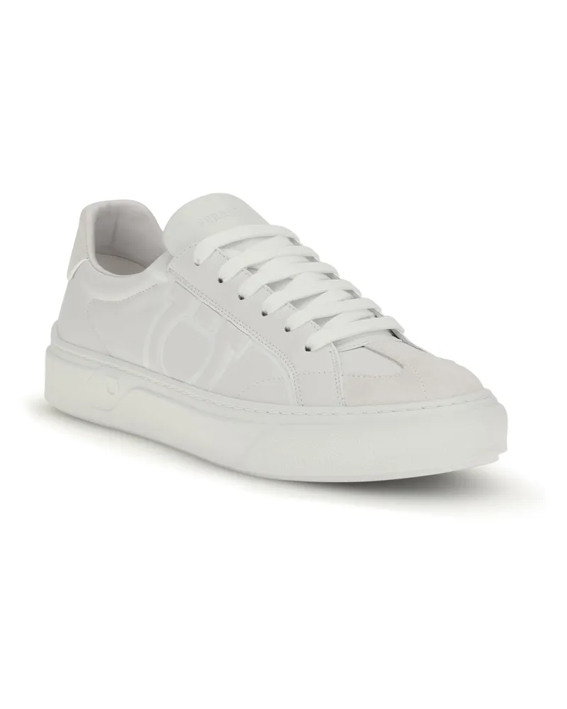 Ferragamo Men's Gancini Sneakers Bianco 511 White