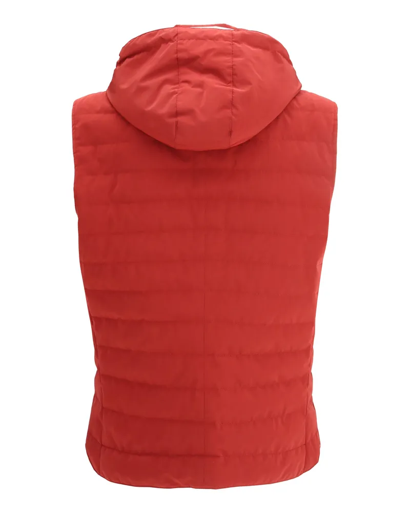 Brunello Cucinelli Men Sporty Down Jacket Ciliegia+panama Polyester; Polyamide Coat Red
