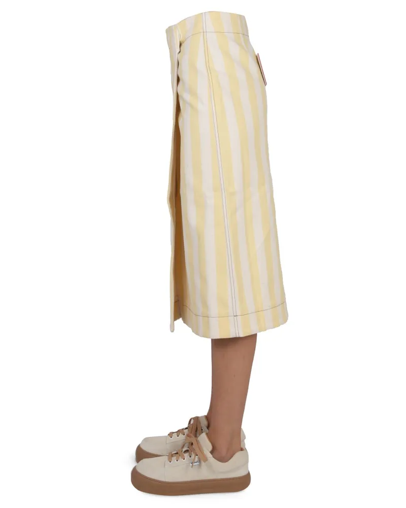 SUNNEI Striped Cotton Skirt — Beige Beige