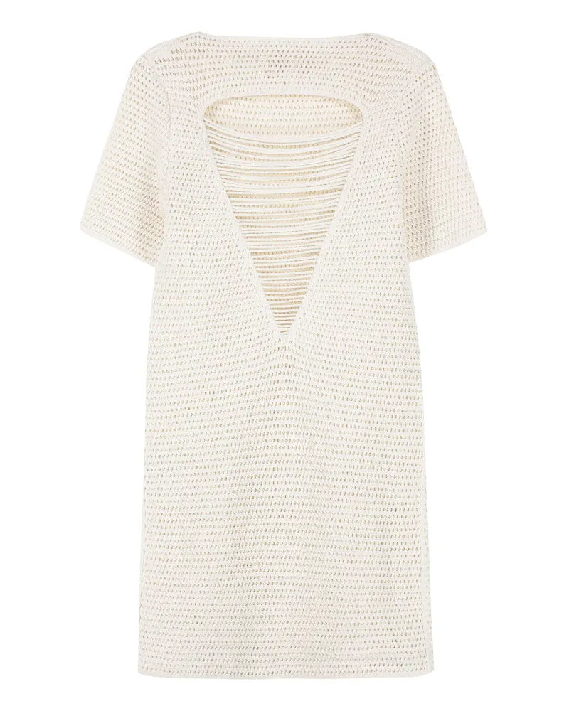 Bottega Veneta Women Lace-Effect Knitted Dress Cream Cotton Cream