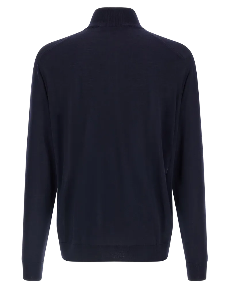 Kiton Wool Half-Zip Cardigan — Navy Navy