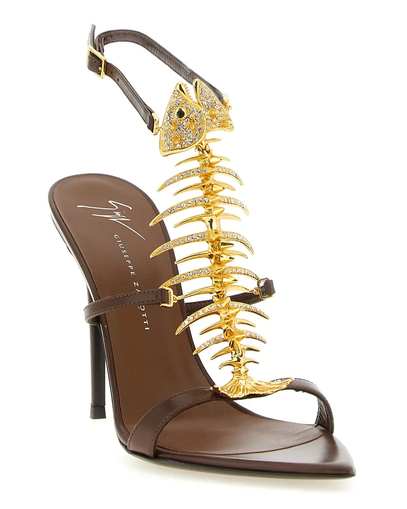Giuseppe Zanotti Women's Brown Lamb Leather Stiletto Heel Sandals Brown