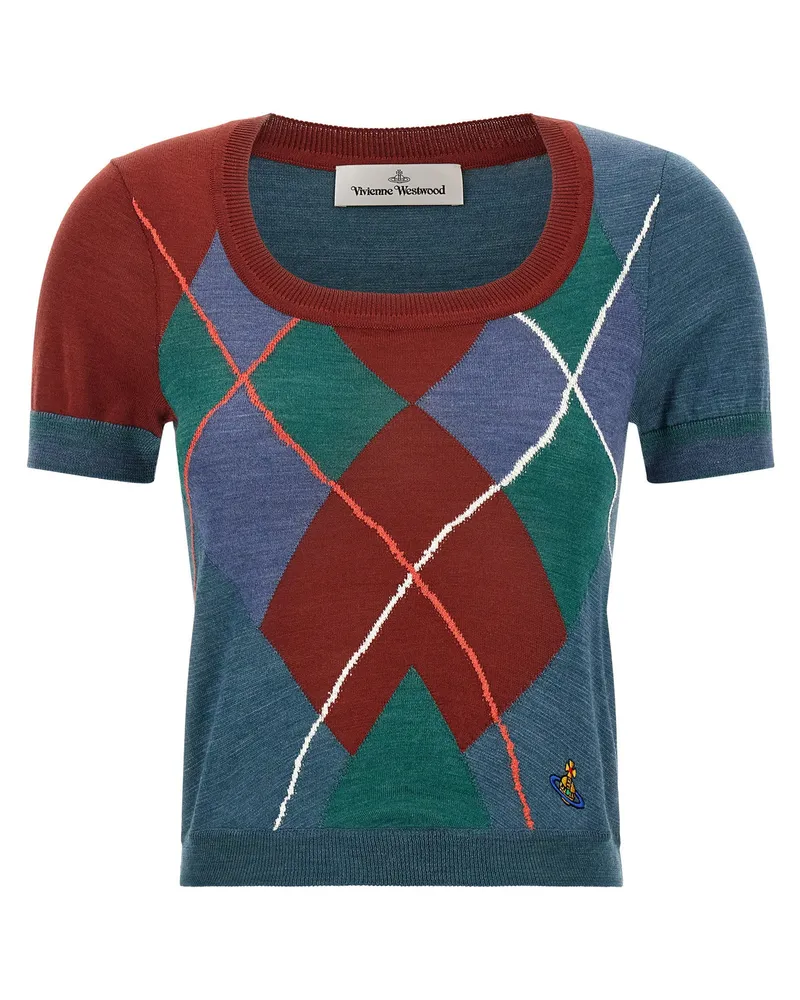 Vivienne Westwood Argyle Jacquard Sweater — Teal Teal