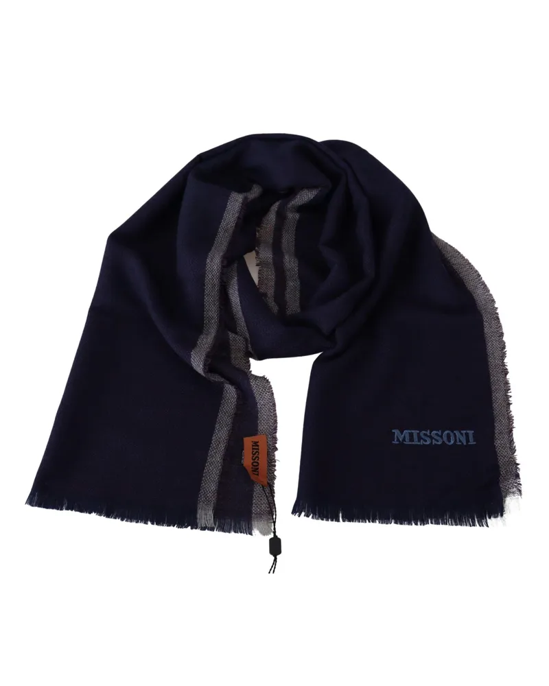 Missoni Men's Multicolor Striped Wool Unisex Wrap Fringes Scarf Multicolor