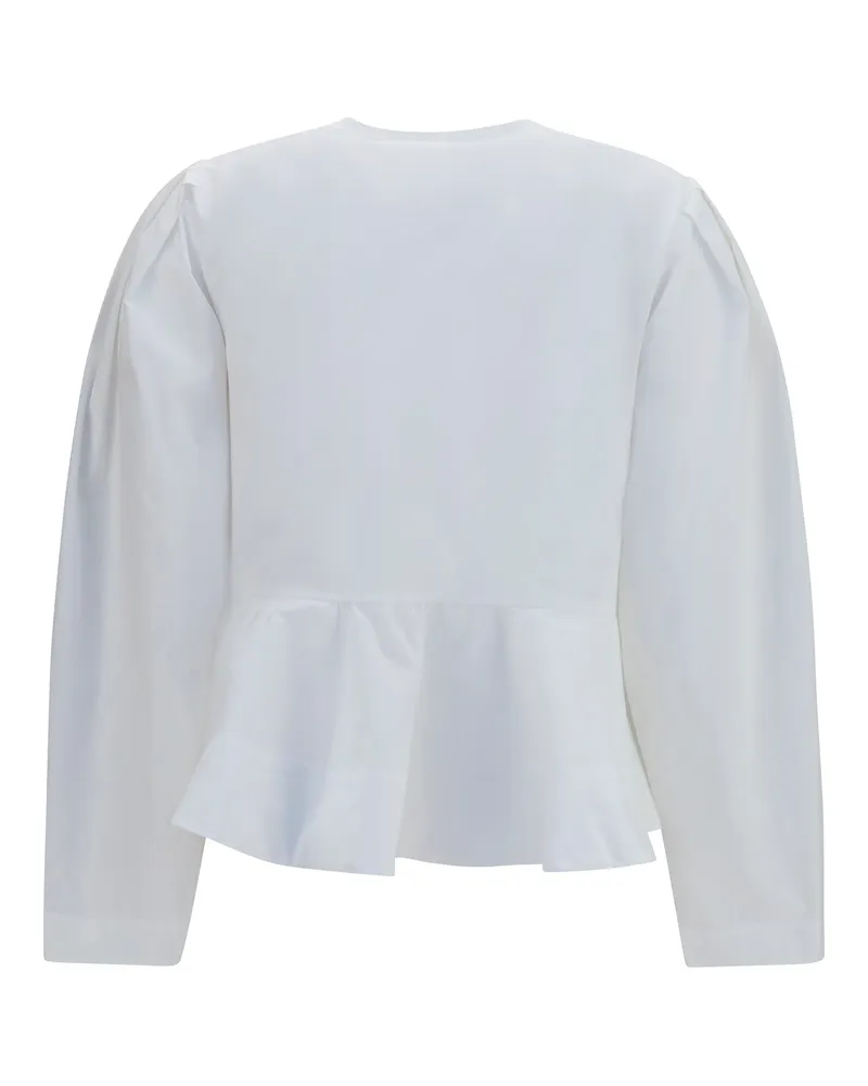 Ganni Women's Blouse Cotton Poplin Bright White Jacket White