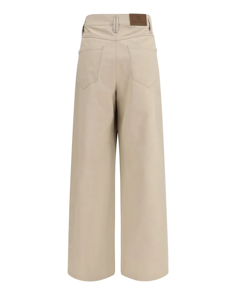 Brunello Cucinelli Women's Cotton Loose Wrap Pants With Monili Sandshell Trousers Beige